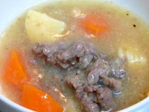 じゃがいもすり流しの牛肉治部煮スープ